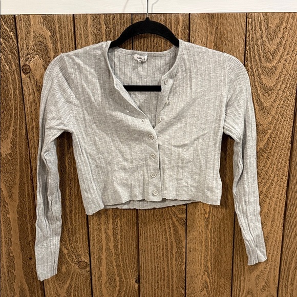 Garage Tops - Garage Women's Light Gray Ribbed Button-Down Top~P/S